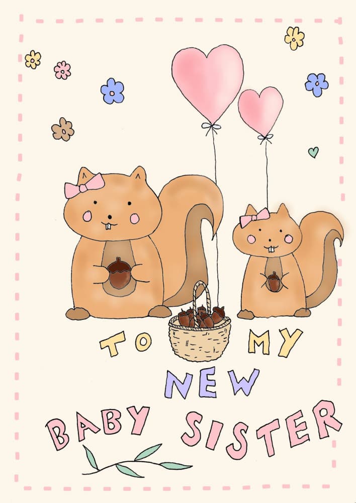 Cute Squirrel Baby Sister by Louisa Jane  Francis — canvas wall art
