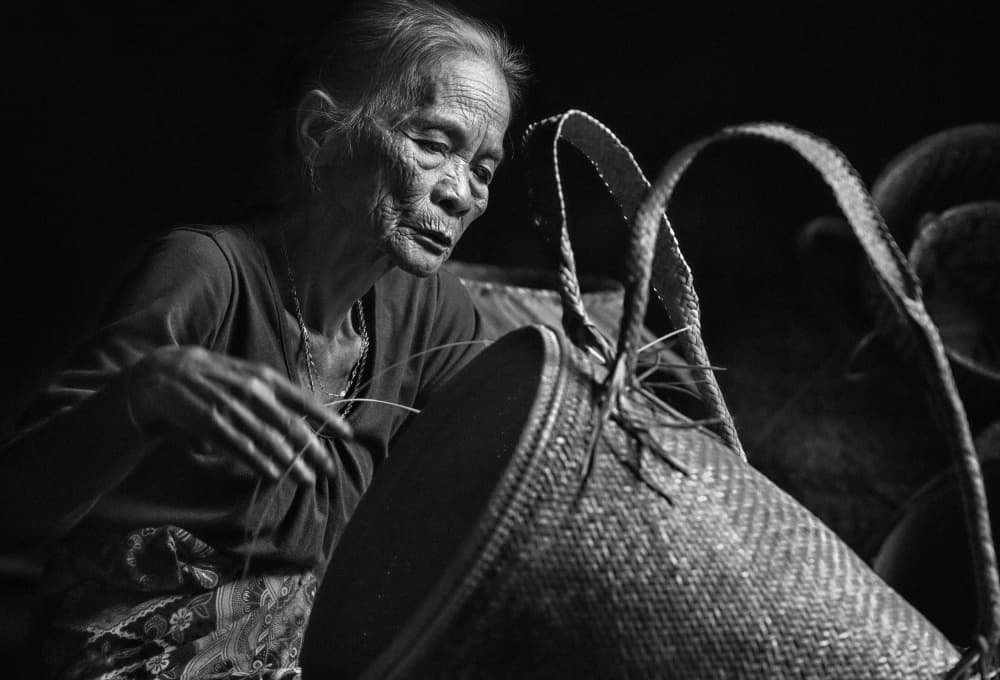 Elder Weaving Basket by dodyherawan — canvas wall art
