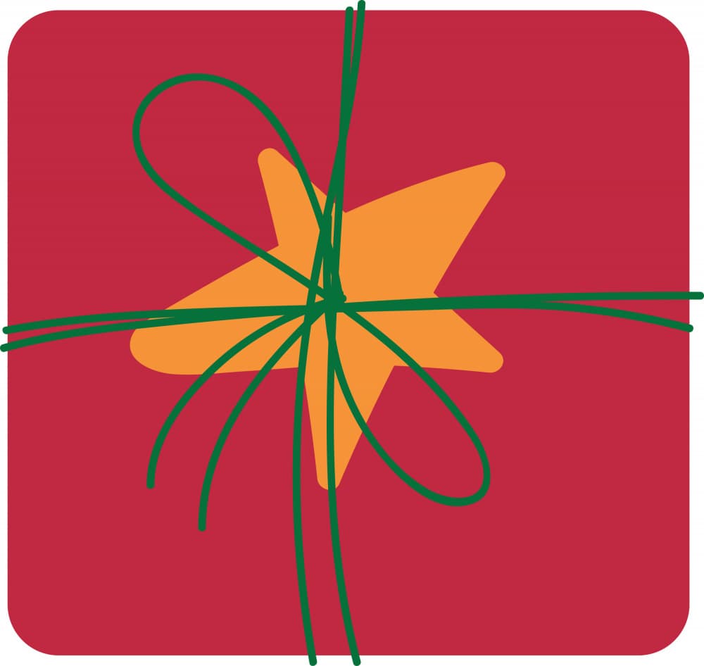 Holiday Star Gift Box by Marika Barsrsind — canvas wall art
