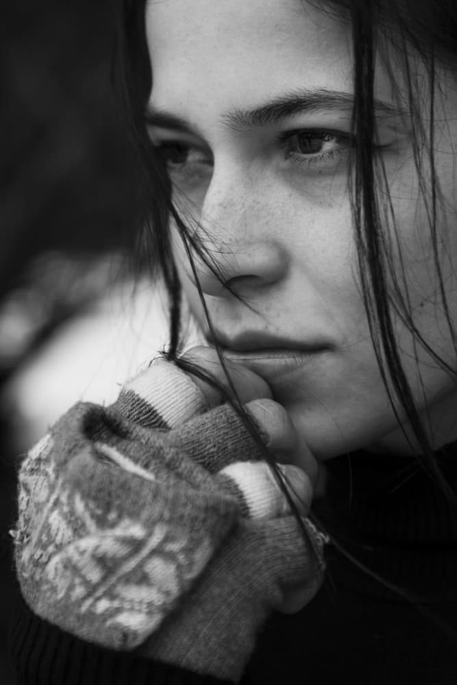 Pensive Young Woman by engin akyurt — canvas wall art