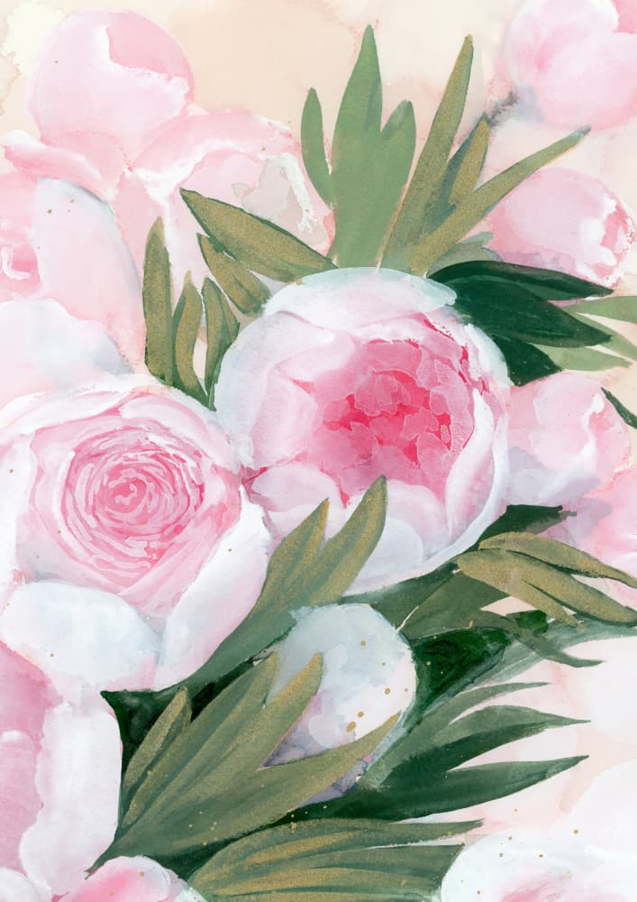 Pink Peony Blooms by Rosana Laiz Blursbyai — canvas wall art
