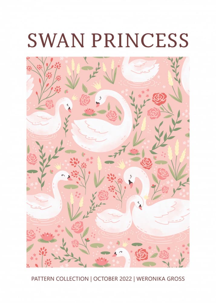 Pink Swan Princess by Weronika Gross — canvas wall art