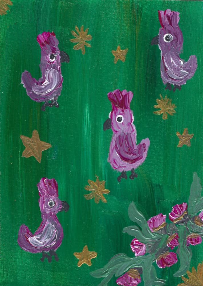 Whimsical Jungle Birds by Janine Brewster — canvas wall art