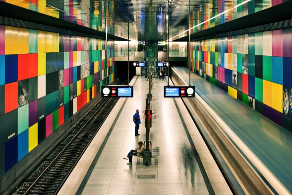 Colorful Metro Station by Robert Dragan — canvas wall art