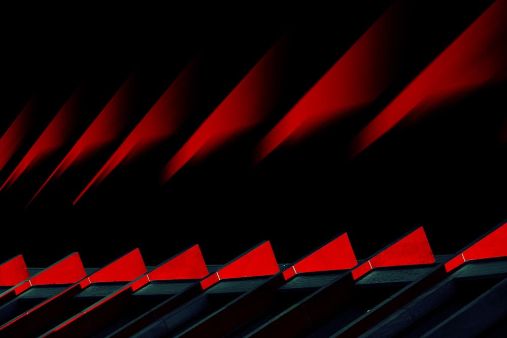 Red Geometric Lights by Alexander Buss — canvas wall art
