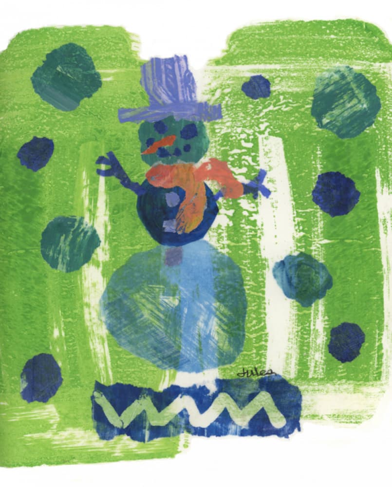 Cheerful Abstract Snowman by Jules Gissler — canvas wall art