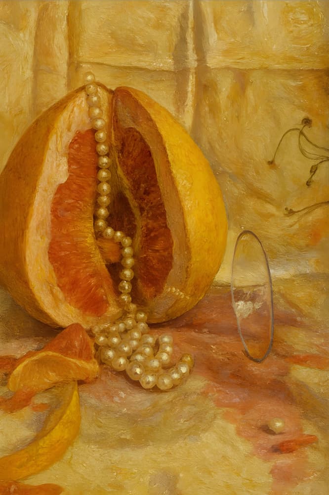 Sensual Grapefruit Pearls by HUGO — canvas wall art