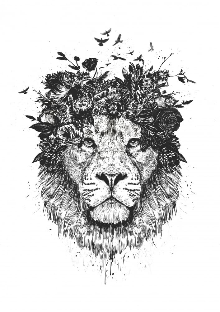 Majestic Lion Blooms by Balazs Solti — canvas wall art