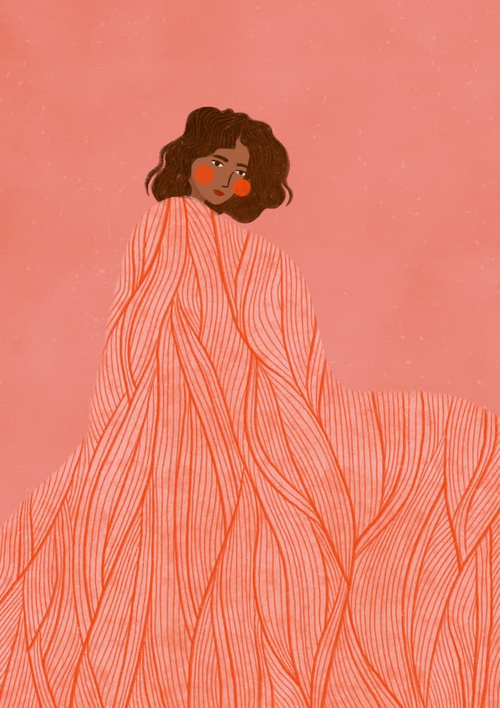 Coral Woman Dreaming by Bea Müller — canvas wall art