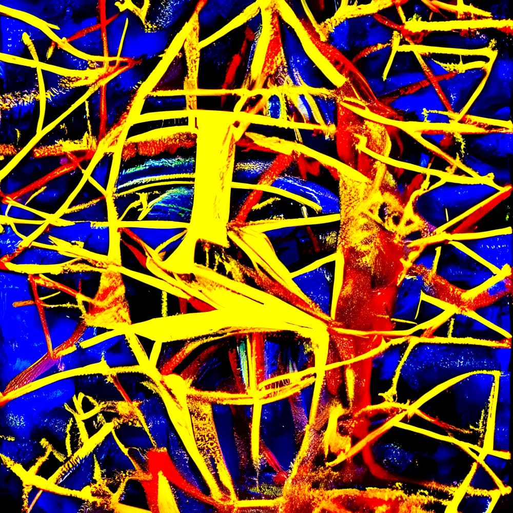 Vibrant Tangled Lines by mnemonixART — canvas wall art