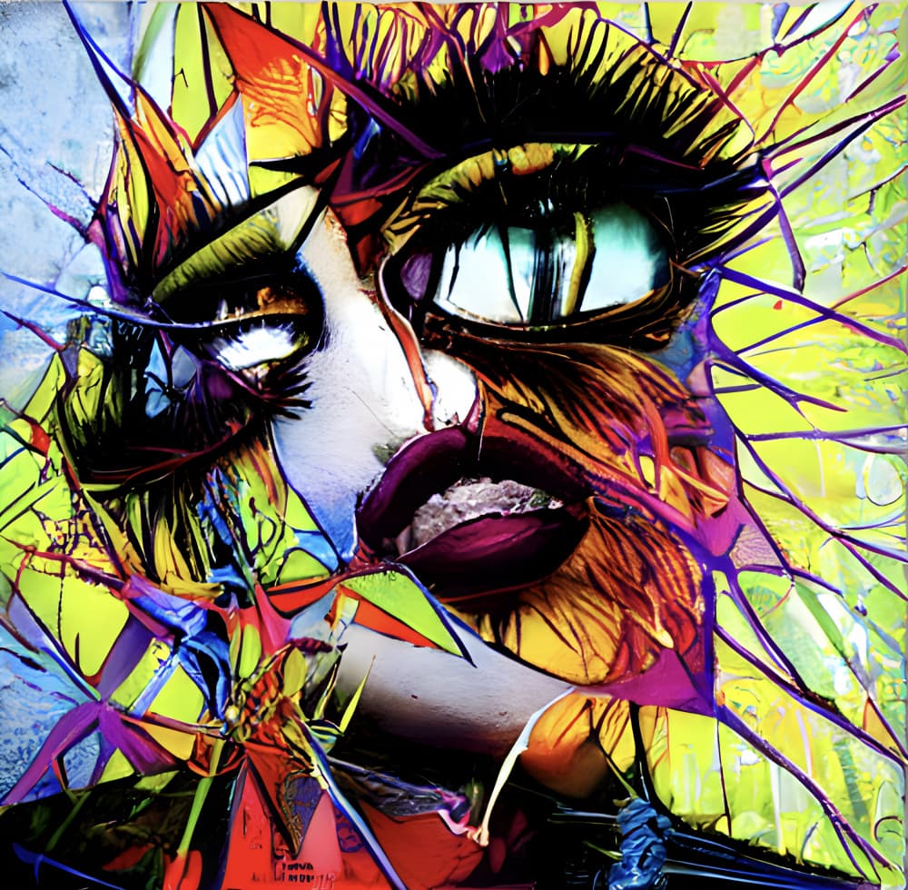 Vibrant Fragmented Face by mnemonixART — canvas wall art
