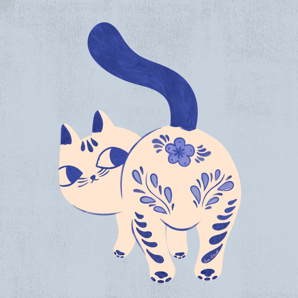 Purrcelin Cat 1 by Carrie Cantwell — canvas wall art