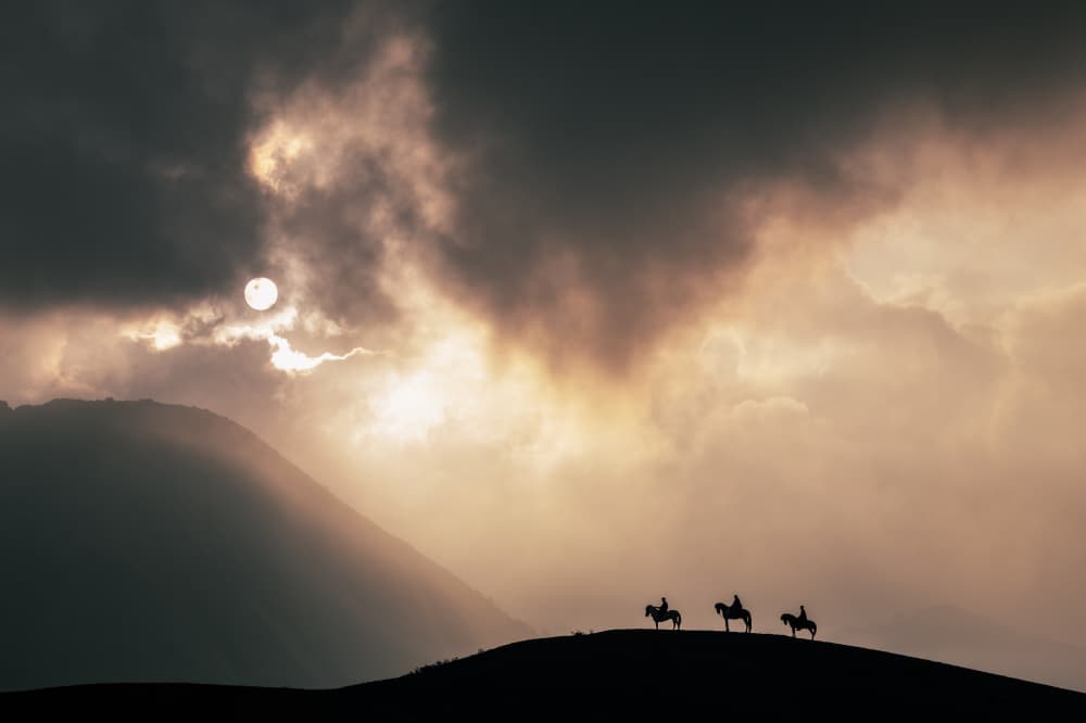 Golden Hour Riders by Chan Kim — canvas wall art