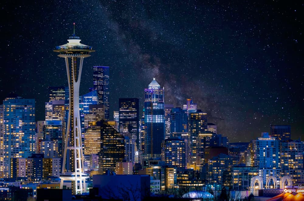 Seattle Space Needle Stars by Danny Gao — canvas wall art