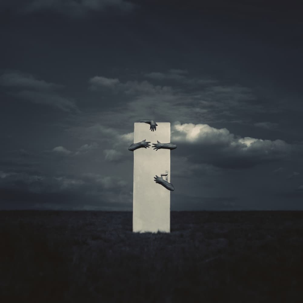 Grasping Hands Door by Radovan Skohel — canvas wall art