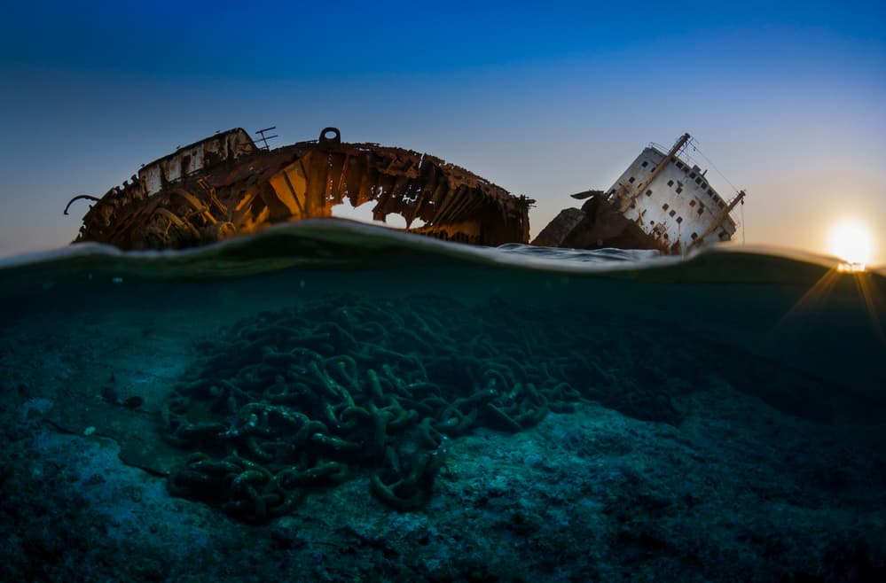 Shipwreck Ocean Twilight by Csaba Tokolyi — canvas wall art