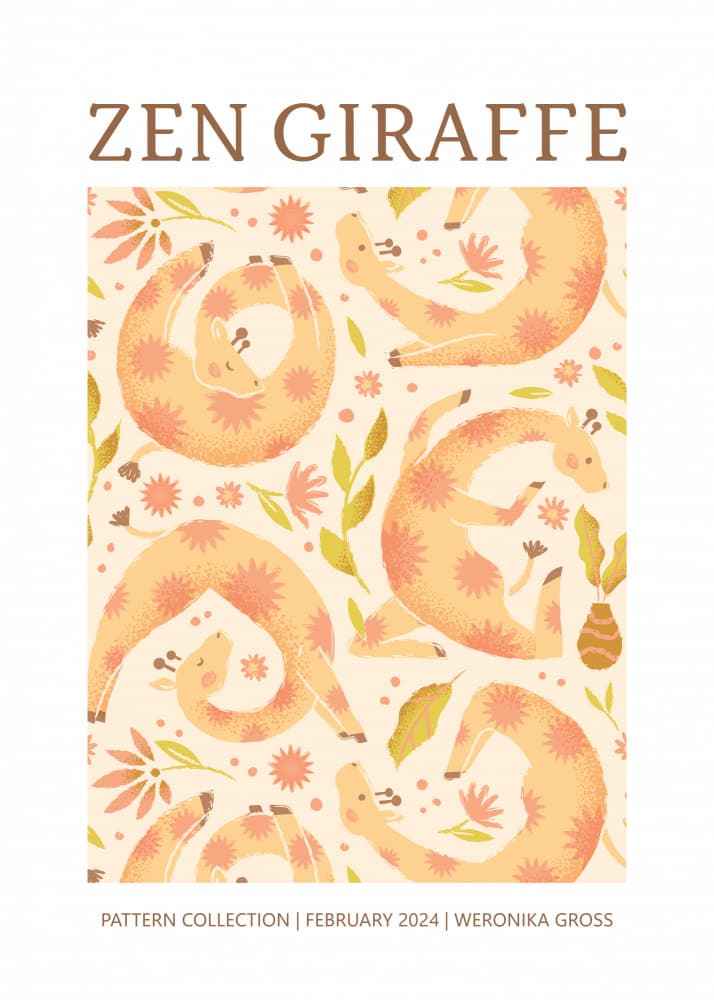 Zen Giraffes Pattern by Weronika Gross — canvas wall art