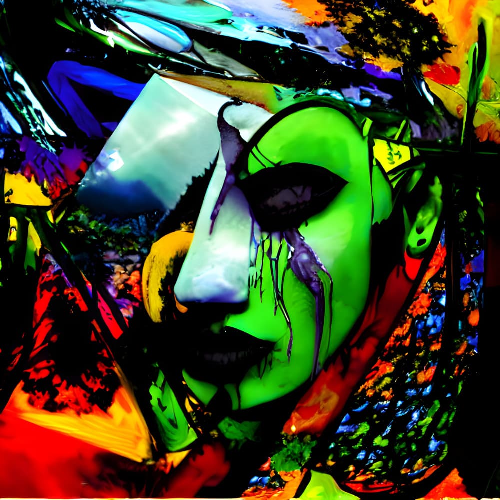 Surreal Green Face by mnemonixART — canvas wall art