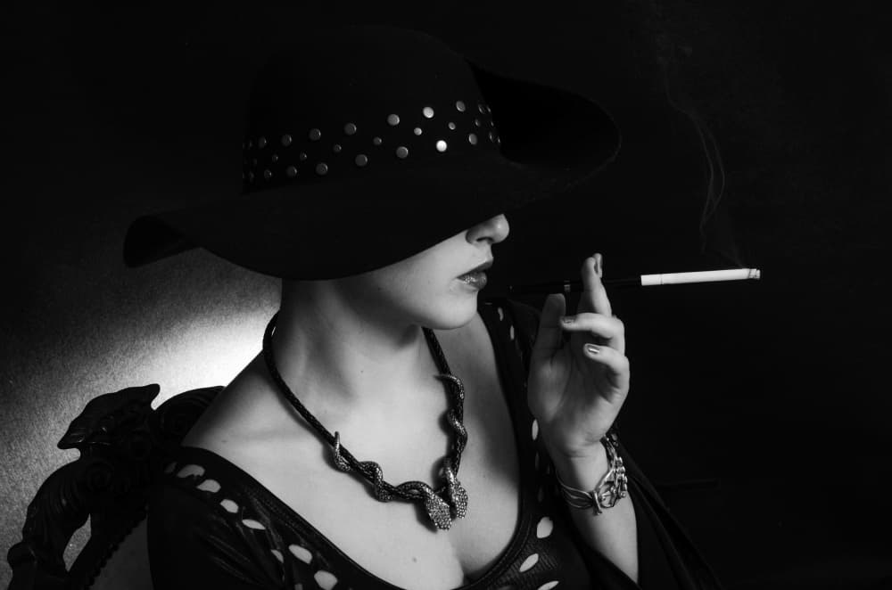 Mysterious Lady Smoking by Shuki Laufer — canvas wall art