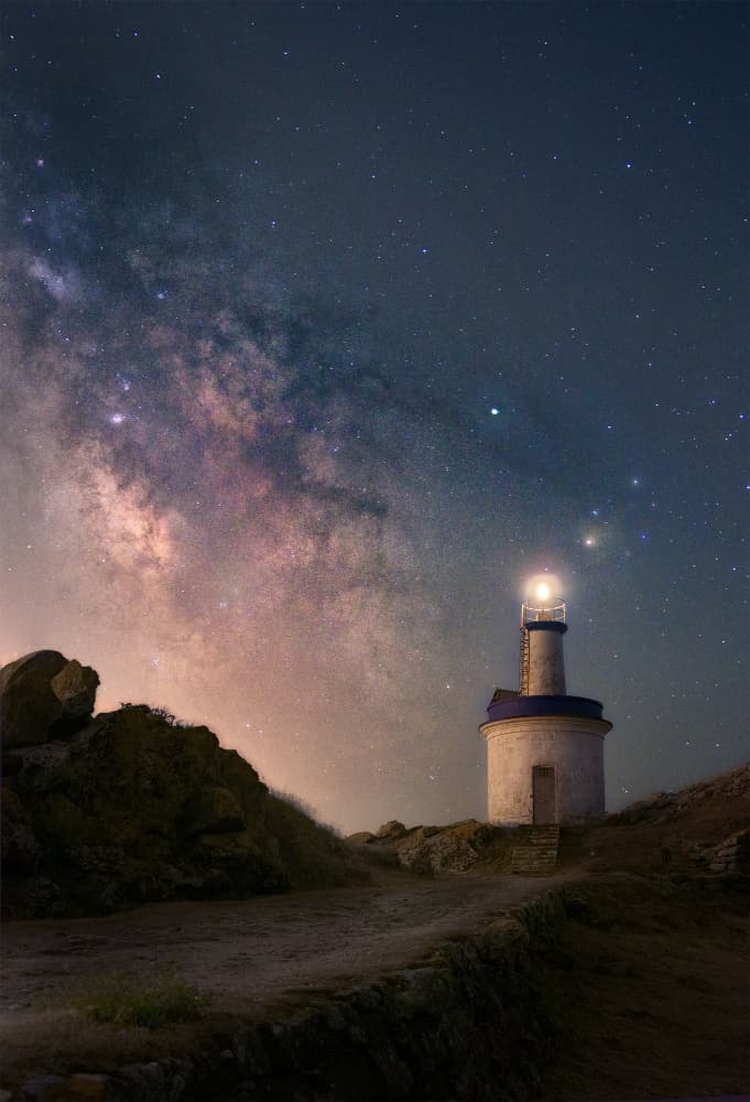 Milky Way Lighthouse by Marcos Gestal — canvas wall art