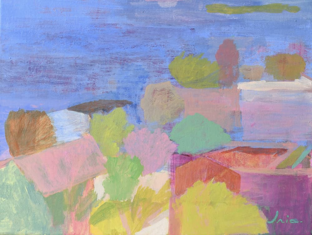 Colorful Village Landscape by Iria Fernandez — canvas wall art