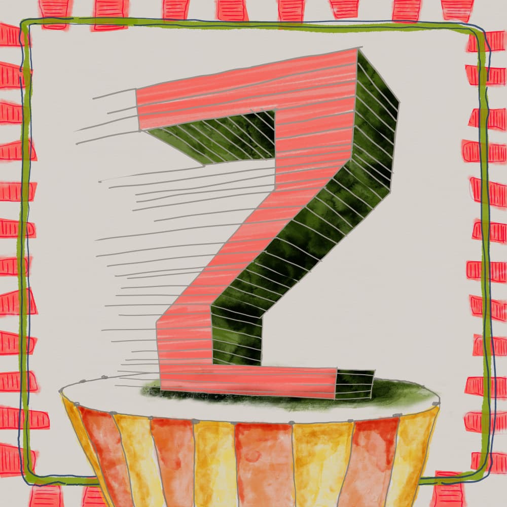 Vibrant Numeral Two by XHOZUCAN — canvas wall art