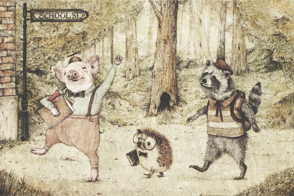 First Day In School by Mike Koubou — canvas wall art