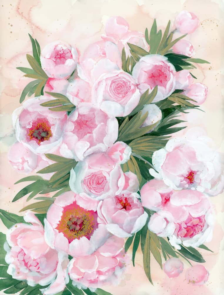 Blushing Peony Blooms by Rosana Laiz Blursbyai — canvas wall art