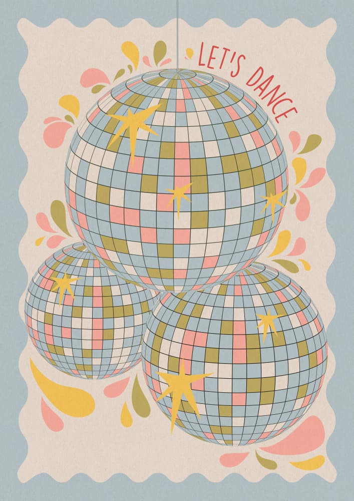Lets Dance Retro Disco by OMG Kitty — canvas wall art