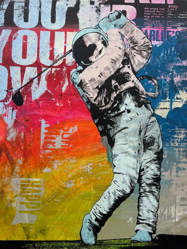 Astronaut Golf Pop Art by Микола Курилюк — canvas wall art
