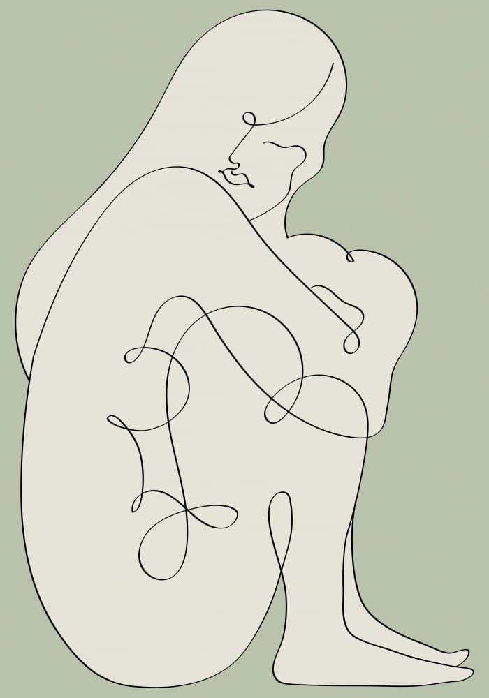 Serene Woman Line Art by Old Artists Studio II — canvas wall art
