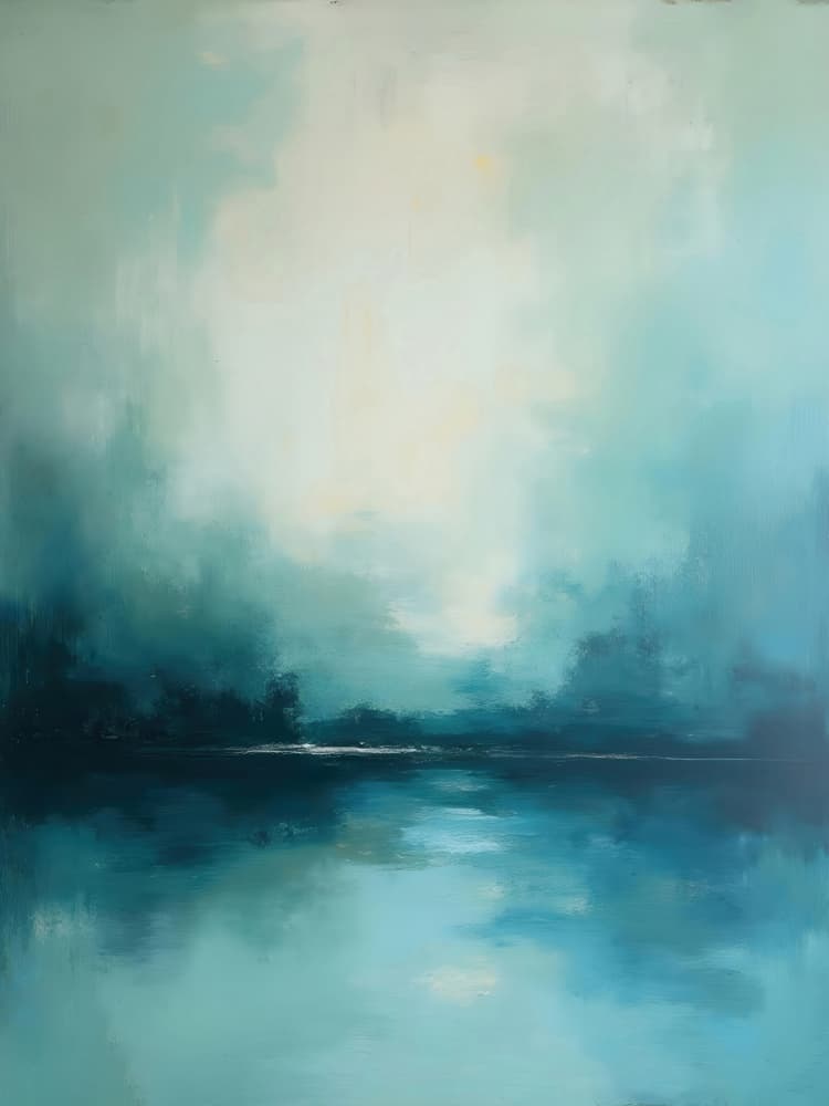 Serene Misty Lake by Alpenglow Workshop — canvas wall art