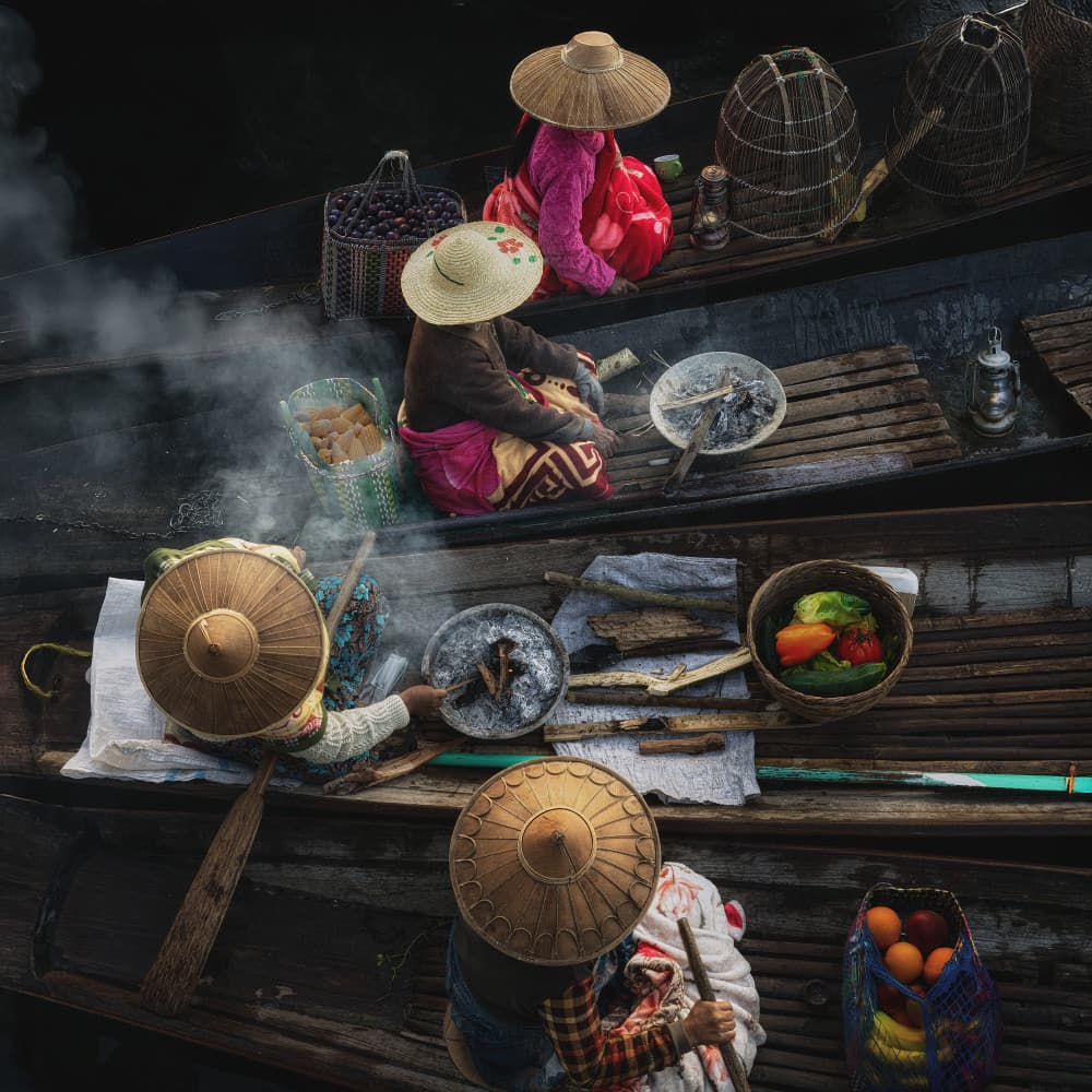Asian Floating Market by Chan Kim — canvas wall art