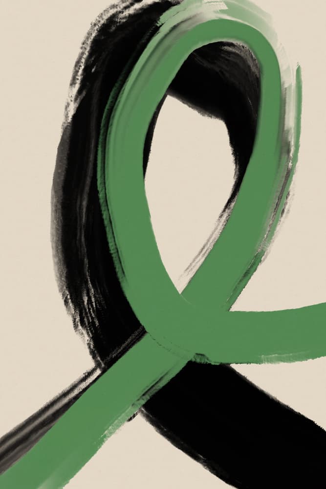 Green Ribbon Flow by Treechild — canvas wall art