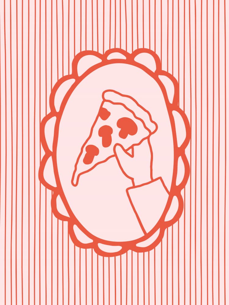 Retro Pizza Hand by Mathieu — canvas wall art