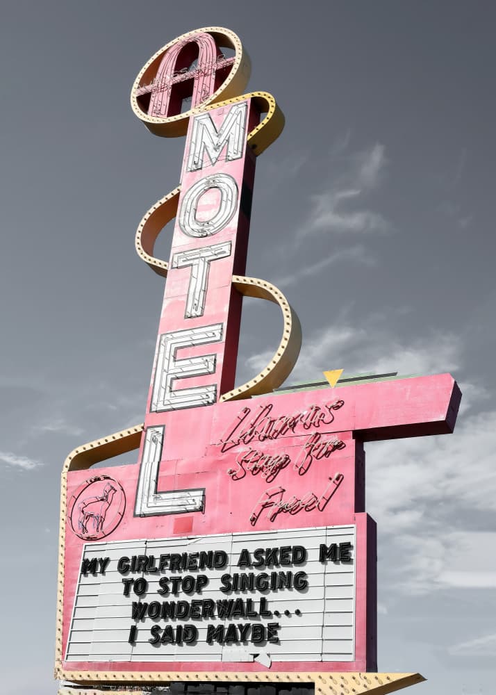 Funny Retro Motel Sign by Old Artists Studio III — canvas wall art