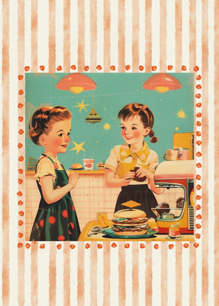 Retro Diner Girls by Old Artists Studio IV — canvas wall art