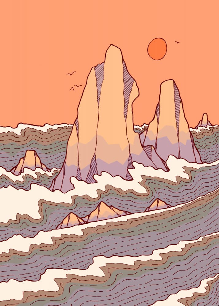 Sunrise Over Rocky Sea by Stephen Wade — canvas wall art