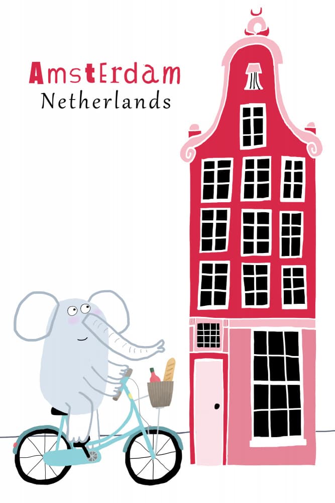 Cycling Elephant Amsterdam by Carla Daly — canvas wall art