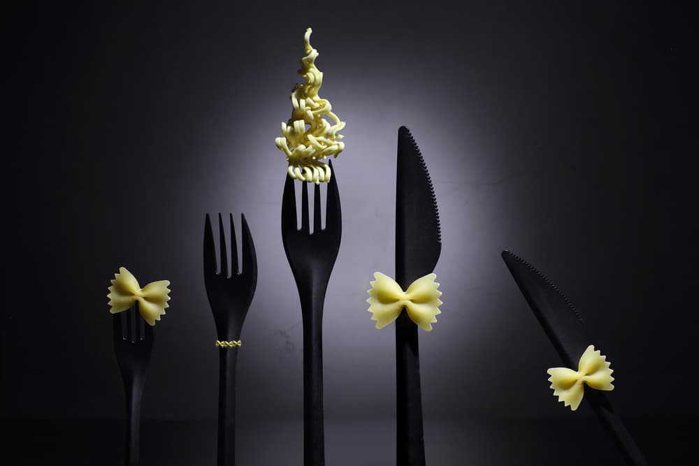 Black Cutlery Pasta by Victoria  Glinka — canvas wall art