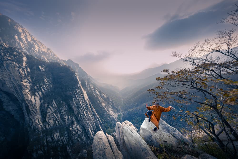 Monk Mountain Balance by Dennis Zhang — canvas wall art