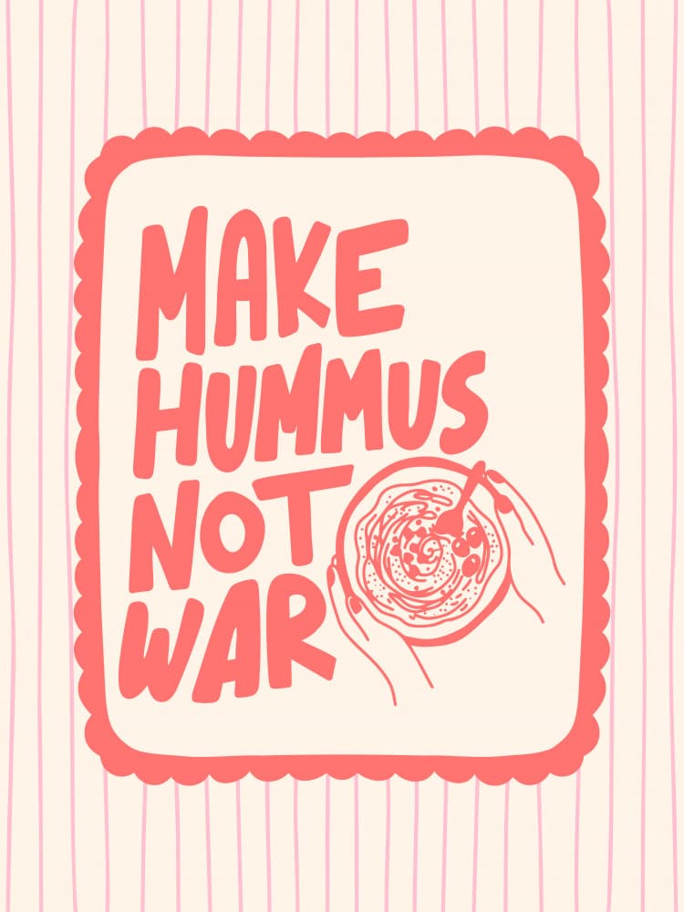 Make Hummus Not War by Mathieu — canvas wall art