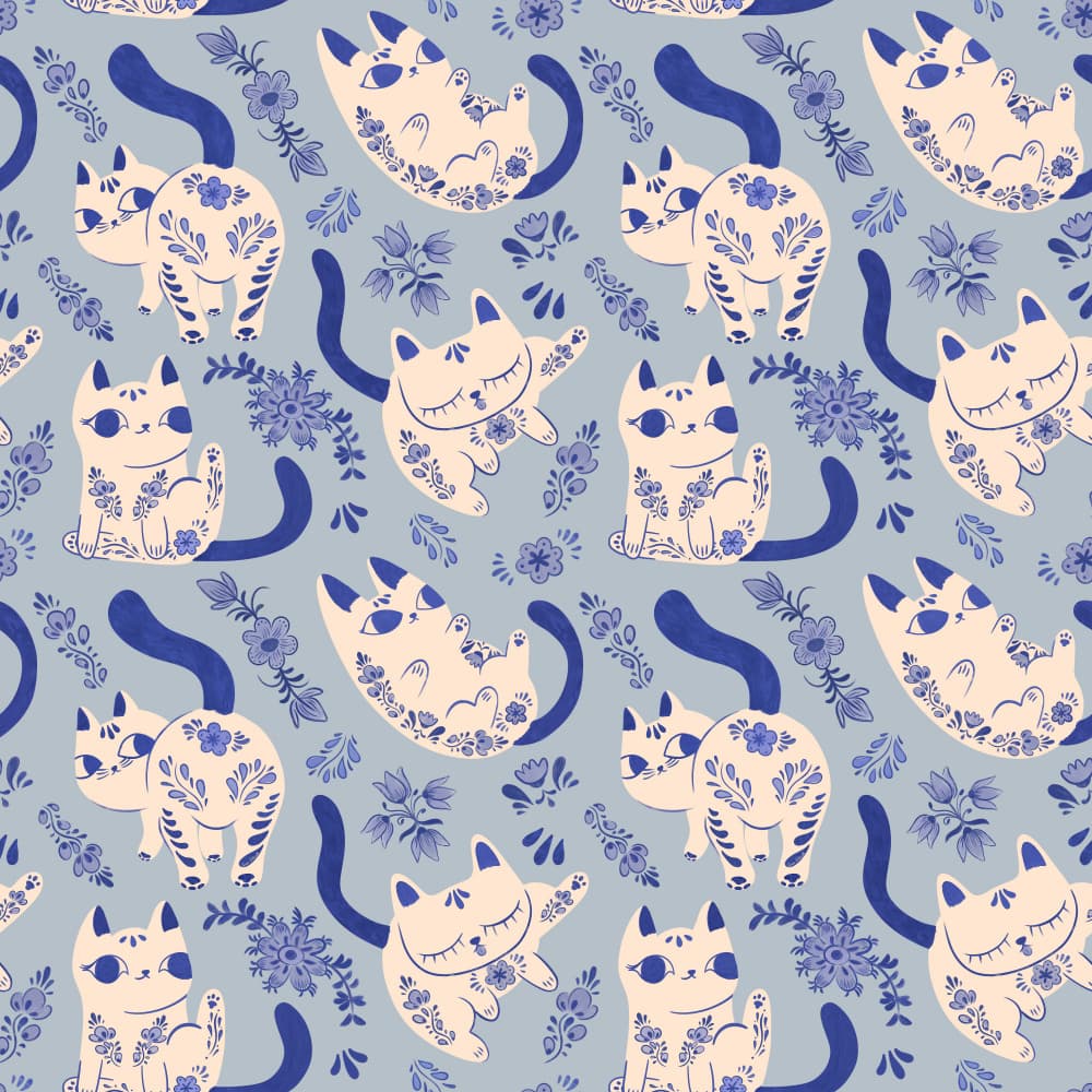 Purrcelin Cats by Carrie Cantwell — canvas wall art