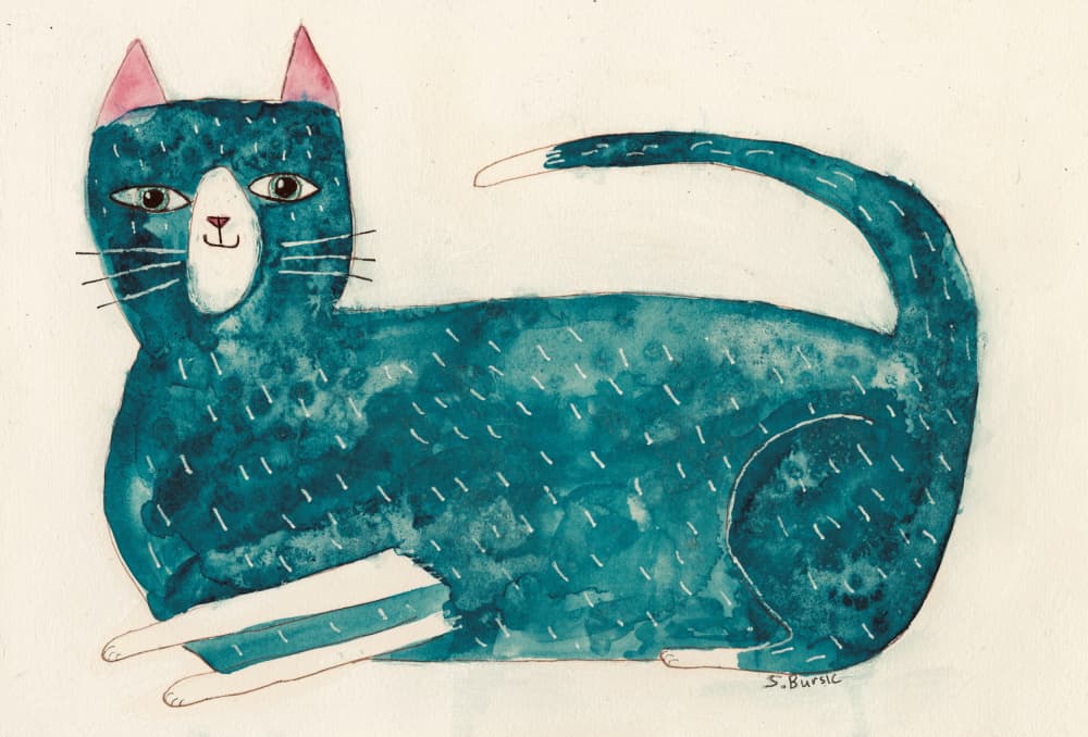 Whimsical Teal Cat by Sharyn Bursic — canvas wall art