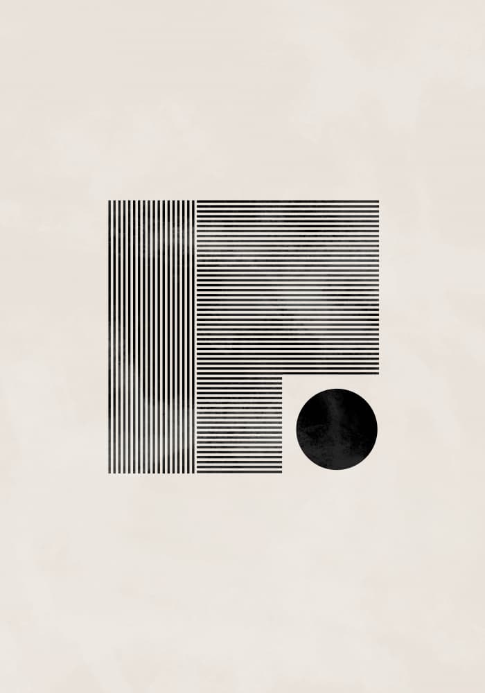 Black Lines And Circle by Old Artists Studio II — canvas wall art
