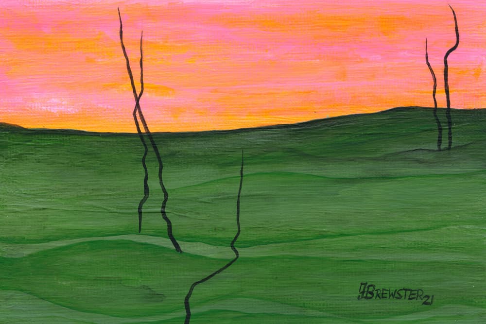 Vibrant Sky Green Hills by Janine Brewster — canvas wall art