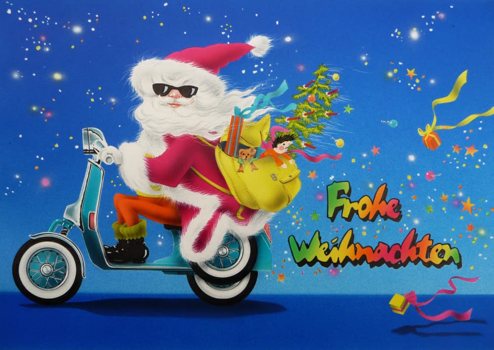 Cool Santa Scooter by Renate Holzner — canvas wall art
