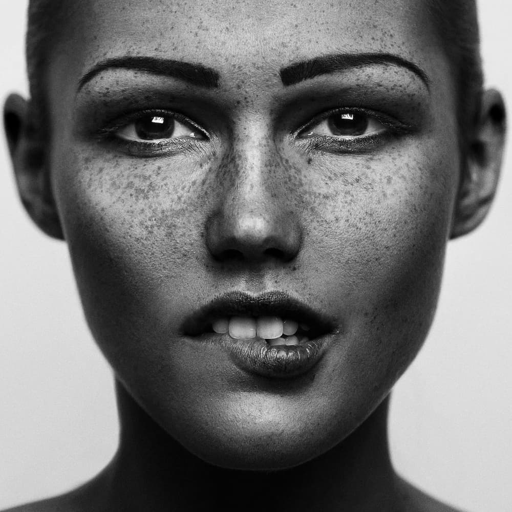 Captivating Freckled Gaze by Martin Krystynek MQEP — canvas wall art