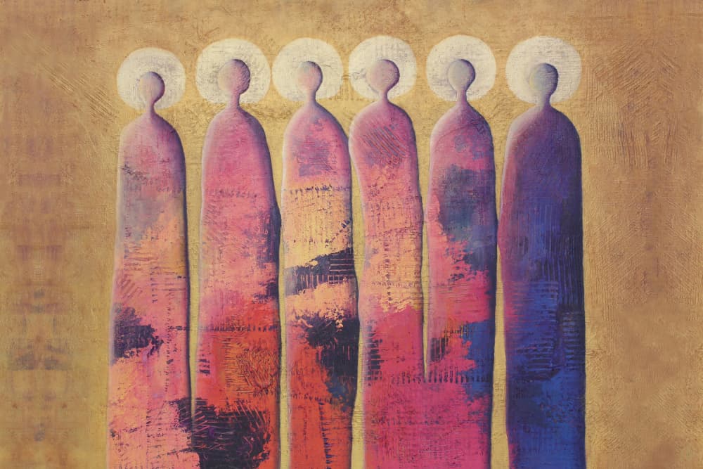 Golden Spiritual Figures by Carolina Gårdheim — canvas wall art