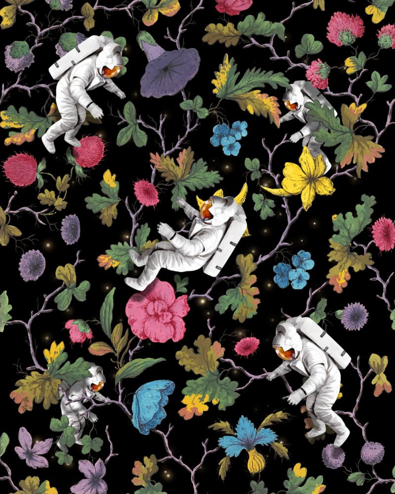 Whimsical Space Garden by Marja van den Hurk — canvas wall art